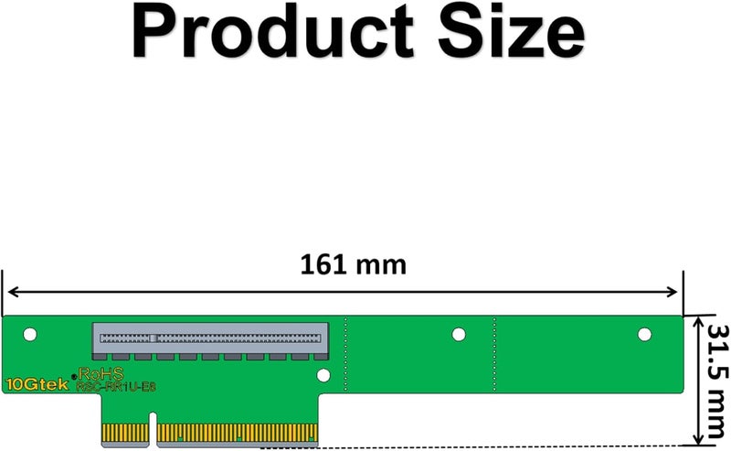 ipolex PCI- Express 8X Riser Card 270-Degree R-Angle Riser Adapter Card for 1U, Compatible with Supermicro RSC-RR1U-E8 - Image 3